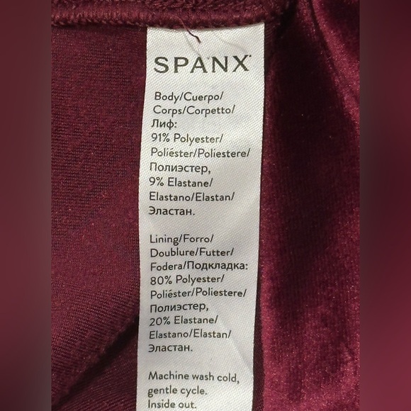 Spanx Velvet Burgundy Leggings 1X High Rise Slimming Chic Preppy Fall Winter - Picture 11 of 11